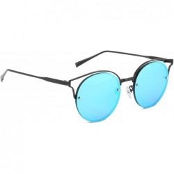 Sport Vintage Classic Retro Round Sunglasses for Unisex Metal AC UV 400 Protection Sunglasses - Blue - C518SARODQA $17.62