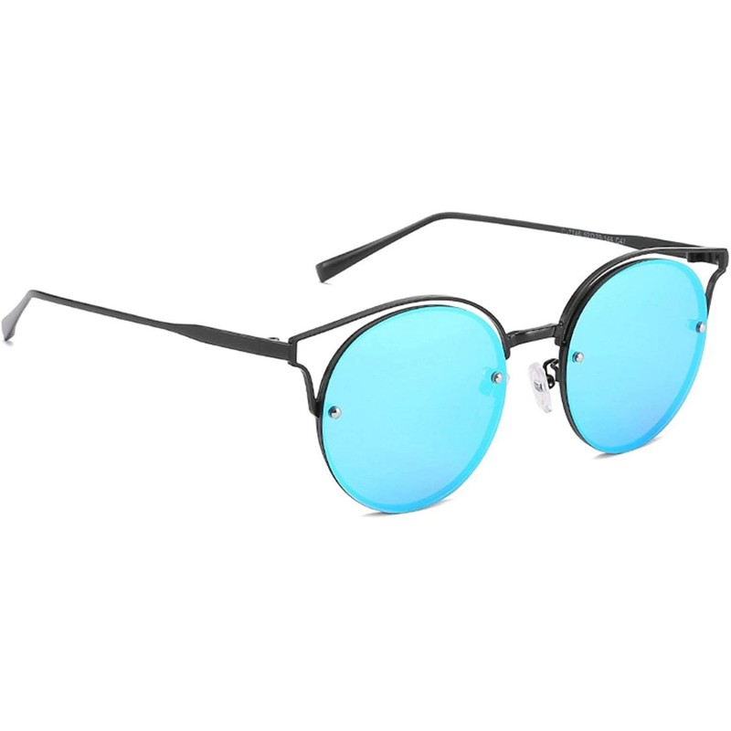 Sport Vintage Classic Retro Round Sunglasses for Unisex Metal AC UV 400 Protection Sunglasses - Blue - C518SARODQA $17.62
