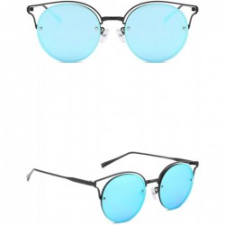 Sport Vintage Classic Retro Round Sunglasses for Unisex Metal AC UV 400 Protection Sunglasses - Blue - C518SARODQA $17.62