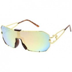 Square Gazelle Hustler Flat Top Oversized Shield Wrap Around Sunglasses - Gold Tortoise Frame - CP18Y9M6Q9H $25.84