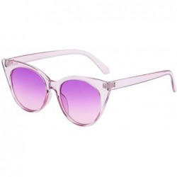 Cat Eye Unisex Vintage Translucent Tint Cat Eye Plastic Lenses Sunglasses - Purple - CF18NI67QIK $18.03