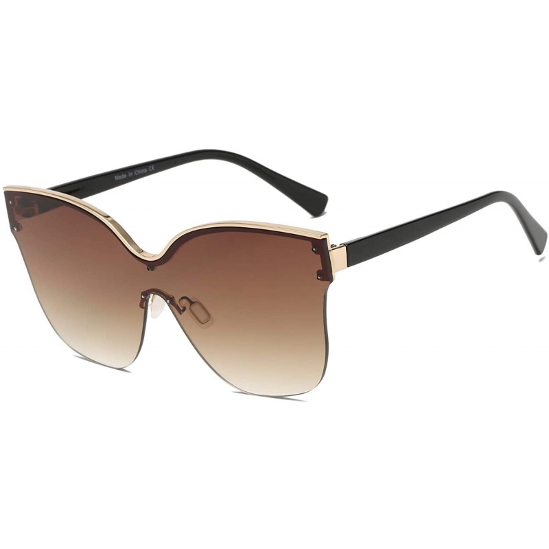 Goggle Women Cat Eye Fashion Sunglasses - Brown - C118WQ6ZRLG $15.74