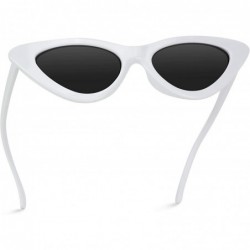 Oval Retro Vintage Tinted Lens Cat Eye Sunglasses - Glossy White Frame/ Black Lens - CL189QRA8L3 $20.56