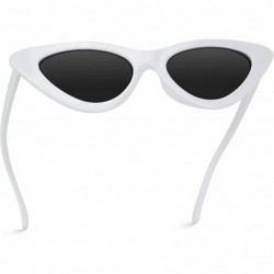 Oval Retro Vintage Tinted Lens Cat Eye Sunglasses - Glossy White Frame/ Black Lens - CL189QRA8L3 $8.78