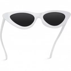 Oval Retro Vintage Tinted Lens Cat Eye Sunglasses - Glossy White Frame/ Black Lens - CL189QRA8L3 $8.78