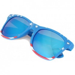 Wayfarer Classic Eyewear Retro 80's American USA Flag 4th of July Frame Sunglasses - Ice Blue - C417YI95OAH $11.45