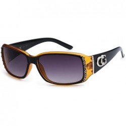 Oversized 5Zero1 CG Eyewear Two Tone Rhinestone Square Colorful Women Girls Fashion Hot Sunglasses - Square Orange - CW11YMAK...