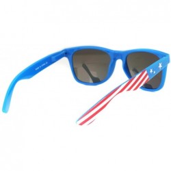 Wayfarer Classic Eyewear Retro 80's American USA Flag 4th of July Frame Sunglasses - Ice Blue - C417YI95OAH $11.45