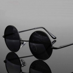 Goggle Retro Vintage Round Polarized Sunglasses Men Women Sun Glasses Metal Frame Black Lens Eyewear Driving - CG197Y74NU3 $2...