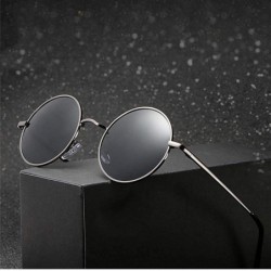 Goggle Retro Vintage Round Polarized Sunglasses Men Women Sun Glasses Metal Frame Black Lens Eyewear Driving - CG197Y74NU3 $2...