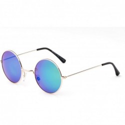 Oversized "Lex" Metal Frame Round Fashion Sunglasses - Silver/Green - C412I5CR2QV $20.63