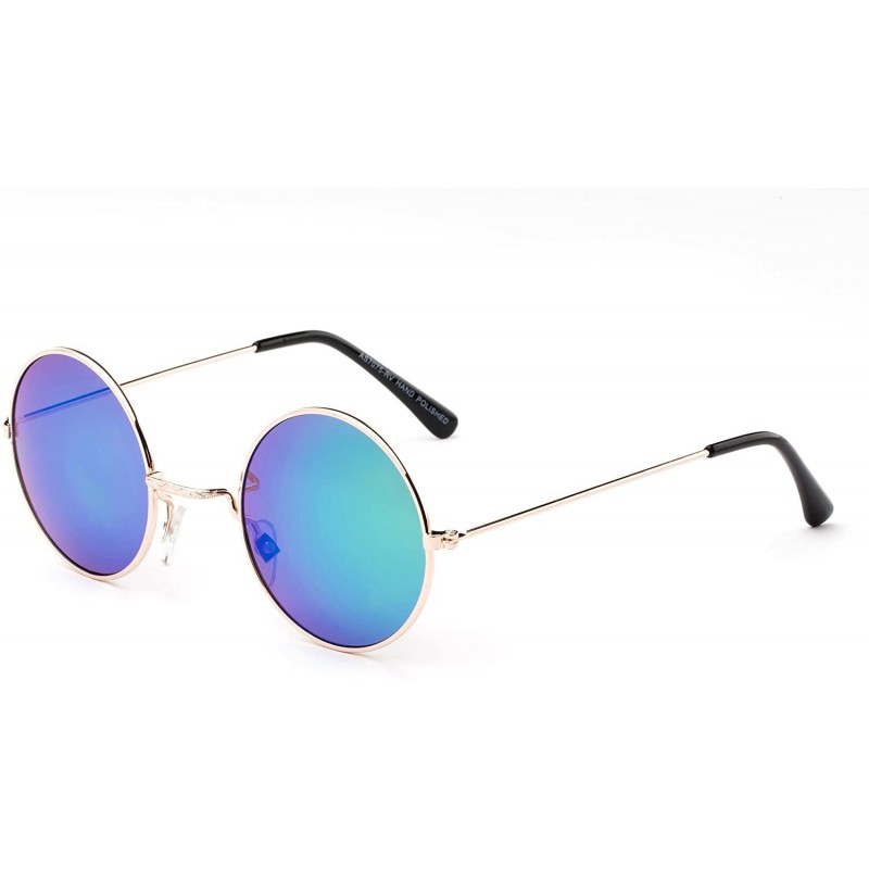 Oversized "Lex" Metal Frame Round Fashion Sunglasses - Silver/Green - C412I5CR2QV $12.06