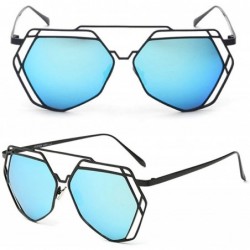 Wayfarer Womens Polarized Sunglasses Fashion Mirror Lens Metal Frame UV400 - Blue - CZ18CSM6N3S $24.52