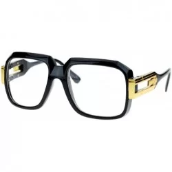 Square Hip Retro Clear Lens Glasses Oversized Square Fashion Eyeglasses Black - CF121O110TP $18.71