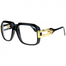 Square Hip Retro Clear Lens Glasses Oversized Square Fashion Eyeglasses Black - CF121O110TP $12.65
