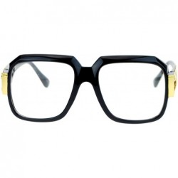 Square Hip Retro Clear Lens Glasses Oversized Square Fashion Eyeglasses Black - CF121O110TP $12.65