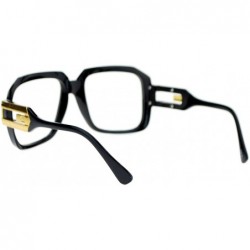 Square Hip Retro Clear Lens Glasses Oversized Square Fashion Eyeglasses Black - CF121O110TP $12.65