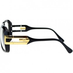 Square Hip Retro Clear Lens Glasses Oversized Square Fashion Eyeglasses Black - CF121O110TP $12.65