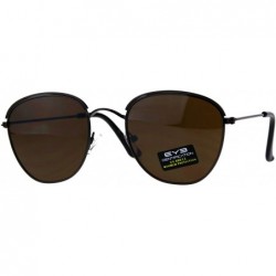 Rectangular Mens Eye Brow Trim Metal Rim Classic Retro Pilots Sunglasses - Copper Brown - CC18E4HU23T $11.51