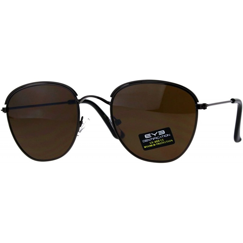 Rectangular Mens Eye Brow Trim Metal Rim Classic Retro Pilots Sunglasses - Copper Brown - CC18E4HU23T $11.51