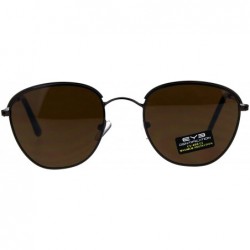 Rectangular Mens Eye Brow Trim Metal Rim Classic Retro Pilots Sunglasses - Copper Brown - CC18E4HU23T $11.51