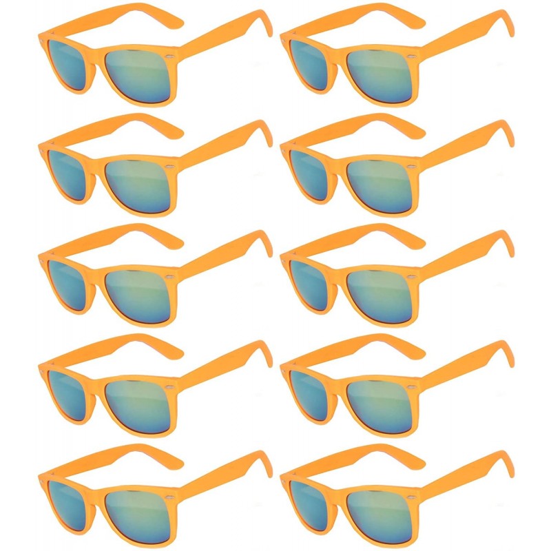 Wayfarer Vintage Mirrored Lens Sunglasses Matte Frame 10 Pairs in Multiple Colors OWL. - 10_pairs_orange_matte - CD189Q6W3S5 ...