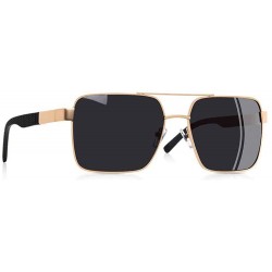 Aviator Polarized Sunglasses Men Driving Square Metal Frame Men's C1Black - C5gold - CN18Y3NUHU6 $30.52