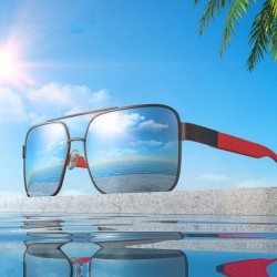 Aviator Polarized Sunglasses Men Driving Square Metal Frame Men's C1Black - C5gold - CN18Y3NUHU6 $15.26