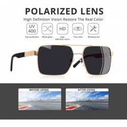 Aviator Polarized Sunglasses Men Driving Square Metal Frame Men's C1Black - C5gold - CN18Y3NUHU6 $15.26