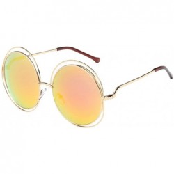 Round Men Sunglasses Women Vintage Metal Round Frame Vacation Beach Unisex UV Glasses Retro Fashion Sunglasses - G - CC196N57...