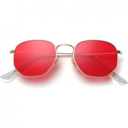 Oval Retro Square Sunglasses Men Gradient Clear Lens Metal Frame Black Red Small Sun Glasses Women Summer UV400 - CX197Y73WZ8...