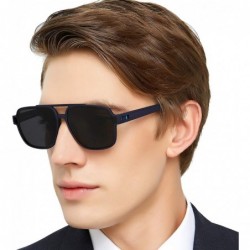 Oversized Sunglasses for Men Polarized UV Protection Square Frame for Sport Aviator - Blue - C218WNM0MCD $16.81