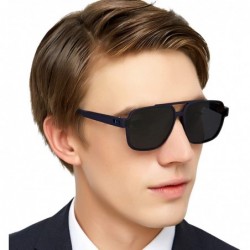 Oversized Sunglasses for Men Polarized UV Protection Square Frame for Sport Aviator - Blue - C218WNM0MCD $16.81