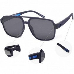 Oversized Sunglasses for Men Polarized UV Protection Square Frame for Sport Aviator - Blue - C218WNM0MCD $16.81