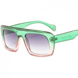 Square Fashion Rectangle Sunglasses Women Brand Designer Double Colors Retro Gradient Shades - Green&pink - CL18ME4SI79 $10.68