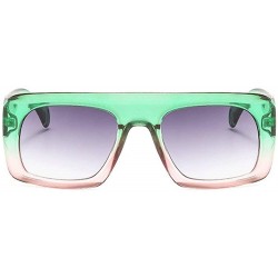 Square Fashion Rectangle Sunglasses Women Brand Designer Double Colors Retro Gradient Shades - Green&pink - CL18ME4SI79 $10.68