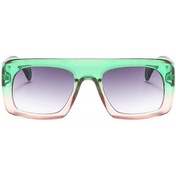 Square Fashion Rectangle Sunglasses Women Brand Designer Double Colors Retro Gradient Shades - Green&pink - CL18ME4SI79 $10.68