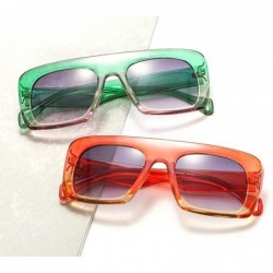Square Fashion Rectangle Sunglasses Women Brand Designer Double Colors Retro Gradient Shades - Green&pink - CL18ME4SI79 $10.68