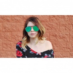 Aviator Aviator Brow Bar Flat Mirror Multicolor Lens Sunglasses Metal Frame - Silver_frame_blue-green_lens - CM182I5K8ME $9.47