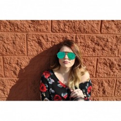 Aviator Aviator Brow Bar Flat Mirror Multicolor Lens Sunglasses Metal Frame - Silver_frame_blue-green_lens - CM182I5K8ME $9.47