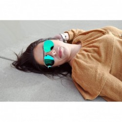 Aviator Aviator Brow Bar Flat Mirror Multicolor Lens Sunglasses Metal Frame - Silver_frame_blue-green_lens - CM182I5K8ME $9.47