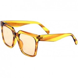 Square Retro Square Cat Eye Three Dot Temple Sunglasses - Yellow Crystal - CD197R6I7LK $25.29