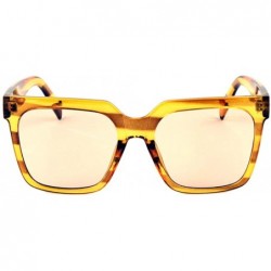 Square Retro Square Cat Eye Three Dot Temple Sunglasses - Yellow Crystal - CD197R6I7LK $14.90