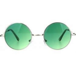 Oversized Color Groovy Hippie Wire Rim Round Circle Lens Sunglasses - Gradient Green - CE12MZD6KAV $17.47