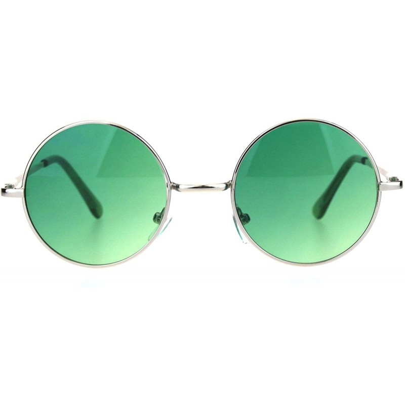 Oversized Color Groovy Hippie Wire Rim Round Circle Lens Sunglasses - Gradient Green - CE12MZD6KAV $8.85