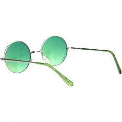 Oversized Color Groovy Hippie Wire Rim Round Circle Lens Sunglasses - Gradient Green - CE12MZD6KAV $8.85