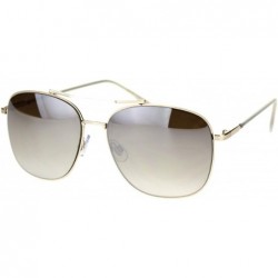 Rectangular Womens Rectangular Boyfriend Style Officer Racer Metal Rim Sunglasses - Gold Brown Mirror - CX18ROT9XK7 $22.81