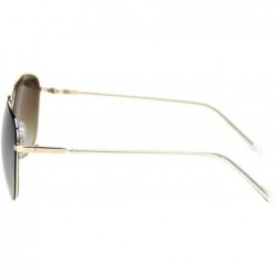 Rectangular Womens Rectangular Boyfriend Style Officer Racer Metal Rim Sunglasses - Gold Brown Mirror - CX18ROT9XK7 $10.79