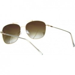 Rectangular Womens Rectangular Boyfriend Style Officer Racer Metal Rim Sunglasses - Gold Brown Mirror - CX18ROT9XK7 $10.79