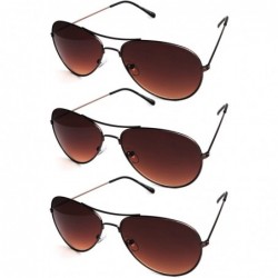 Aviator Classic Aviator Style Sunglasses Metal Frame with Color Lens UV Protection 3 Pairs - C011MPT8B6V $13.20